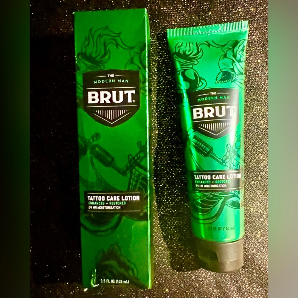 BRUT Tattoo Care Lotion - Enhances & Restores - 24Hr Moisturization - 3.5oz NIB